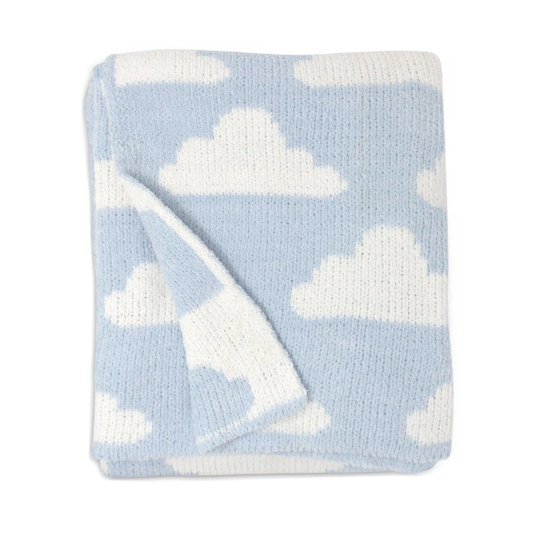 Chenille Baby Blanket - Blue Clouds