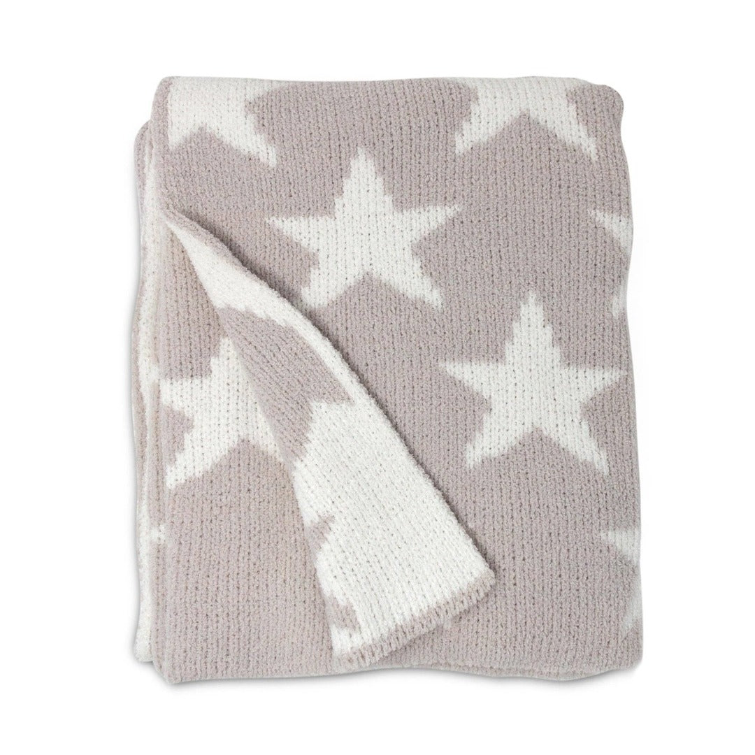 Chenille Baby Blanket - Grey Stars