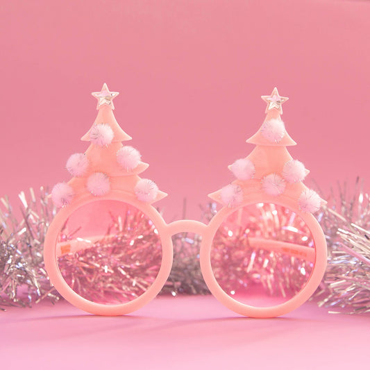 Christmas Tree Holiday Glasses | Pastel Pink