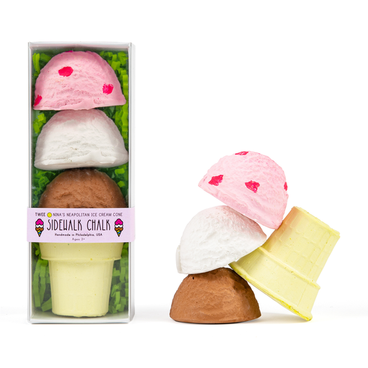 Neapolitan Ice Cream Cone Handmade Sidewalk Chalk